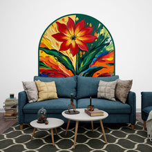 Load image into Gallery viewer, Arch Abstract Flower Art Painting Wall Decal, Bed Arch Sticker, Hedboard Wall Decal, Arch Wall Decal Sticker, Super King Bed Arch 515LU