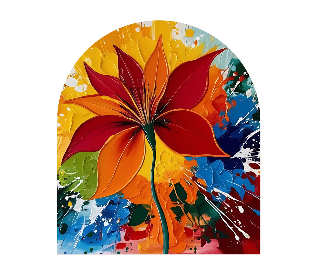 Arch Abstract Flower Art Painting Wall Decal, Bed Arch Sticker, Hedboard Wall Decal, Arch Wall Decal Sticker, Super King Bed Arch 516LU