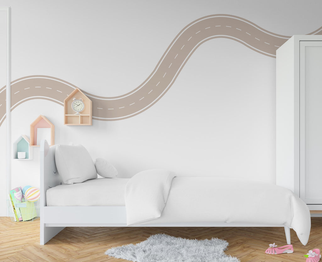Road wind Wall Decal Highway Vinyl Sticker Track Route Wall Decor Kids Playroom Boys Room Wall Art Automotive Bedroom Mural Sticker 540RS