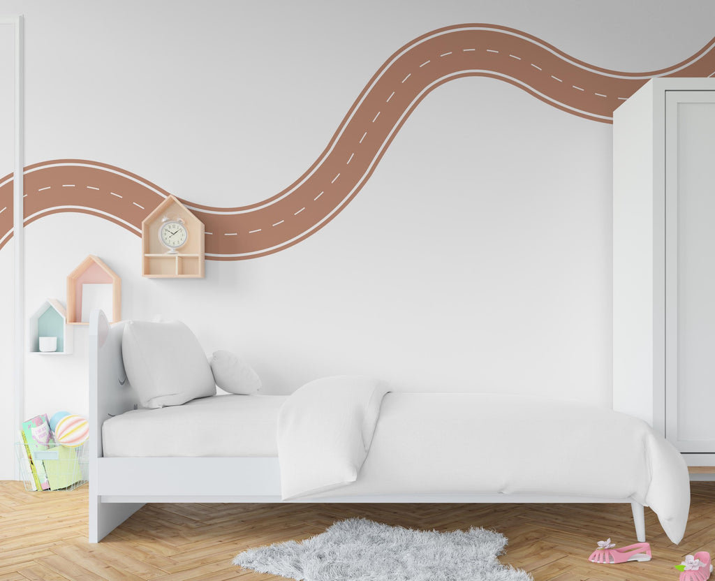 Road wind Wall Decal Highway Vinyl Sticker Track Route Wall Decor Kids Playroom Boys Room Wall Art Automotive Bedroom Mural Sticker 540RS