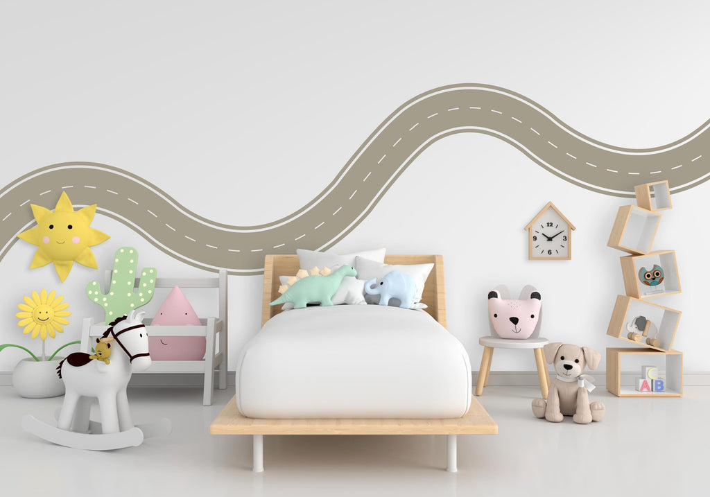 Road wind Wall Decal Highway Vinyl Sticker Track Route Wall Decor Kids Playroom Boys Room Wall Art Automotive Bedroom Mural Sticker 540RS
