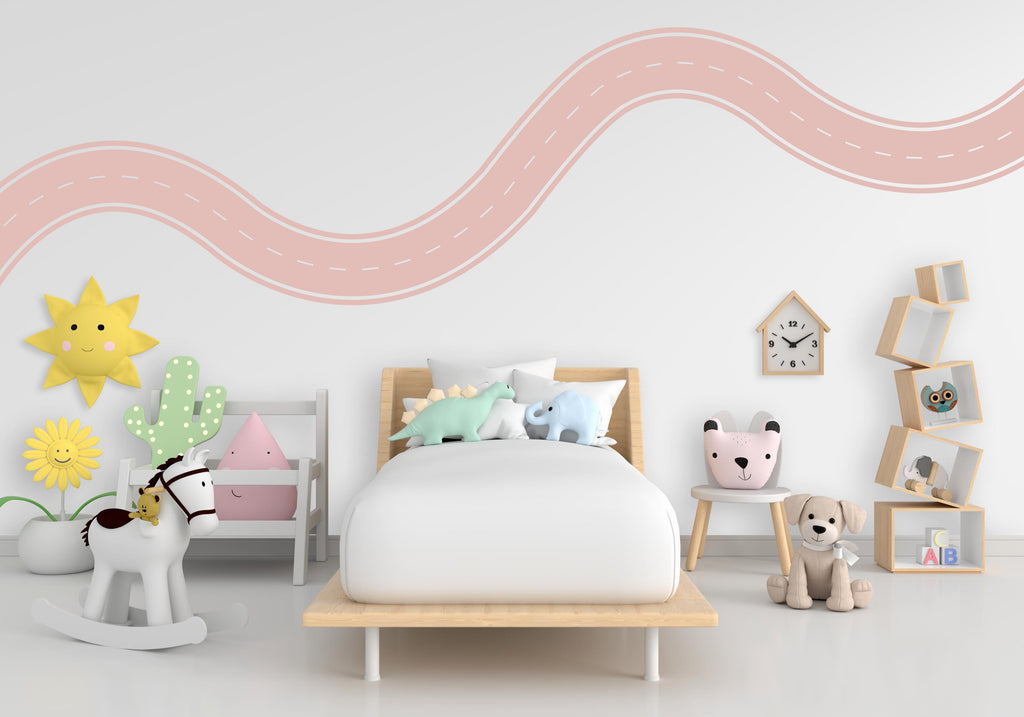 Road wind Wall Decal Highway Vinyl Sticker Track Route Wall Decor Kids Playroom Boys Room Wall Art Automotive Bedroom Mural Sticker 540RS