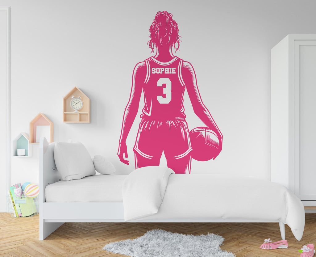 Large Custom Name Basketball Girl wall decal Sport Wall Decal Kids Decal Personalized Gifts wall Vinyl Wall Sticker Boy Room 544RS