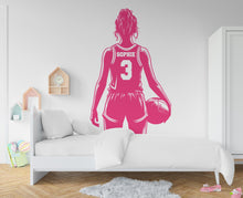 Load image into Gallery viewer, Large Custom Name Basketball Girl wall decal Sport Wall Decal Kids Decal Personalized Gifts wall Vinyl Wall Sticker Boy Room 544RS