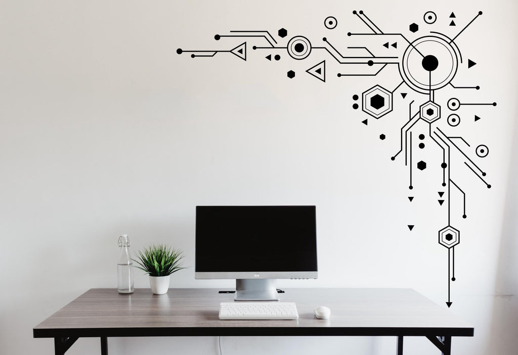 Circuit Board Wall Decal, Technology Vinyl Wall Art Decals, Company Name Decal, Office Decor, Business Wall Decal, Wall Art Office 545RS