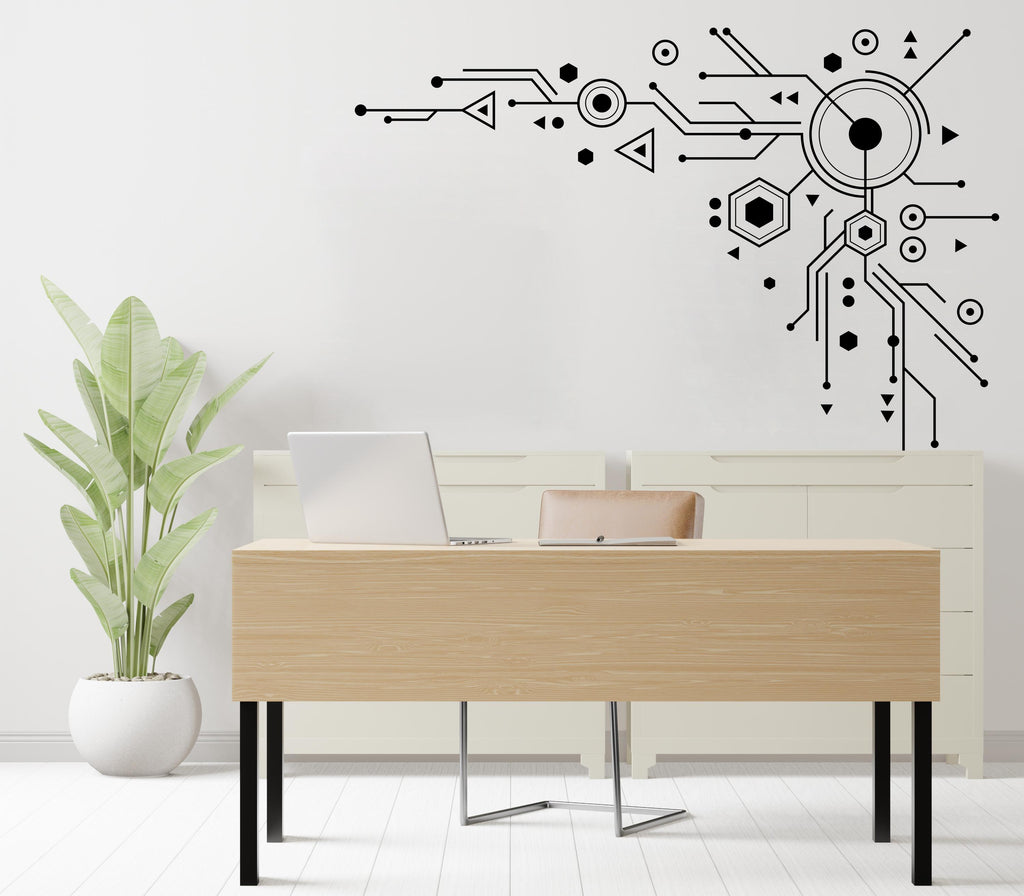 Circuit Board Wall Decal, Technology Vinyl Wall Art Decals, Company Name Decal, Office Decor, Business Wall Decal, Wall Art Office 545RS