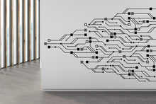 Load image into Gallery viewer, Circuit Board Binary Code Wall Decal, Technology Vinyl Wall Art Decals, Computer Circuit Decor, Software Science Wall Sticker Office 546RS