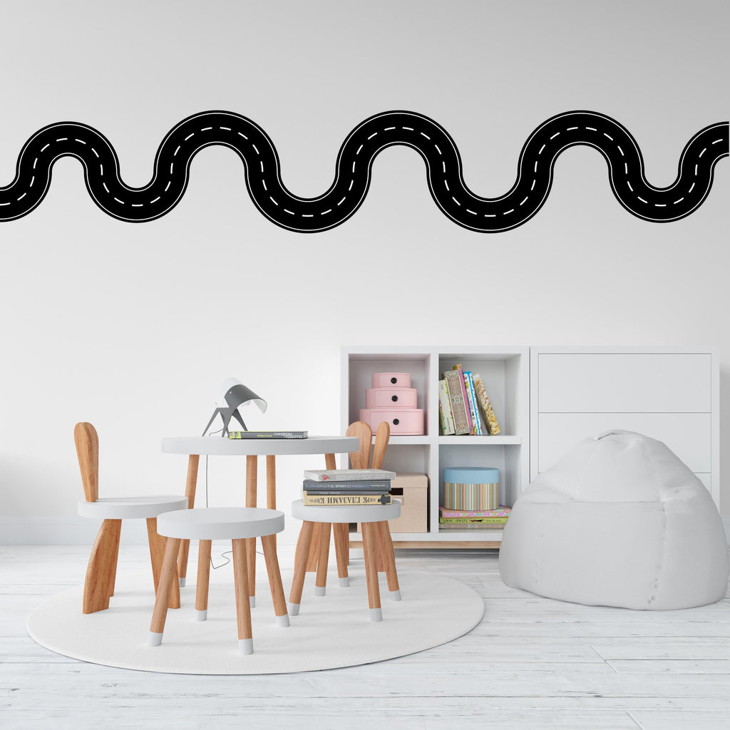 Road wind Wall Decal Highway Vinyl Sticker Track Route Wall Decor Kids Playroom Boys Room Wall Art Automotive Bedroom Mural Sticker 545LU