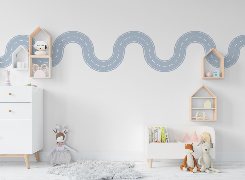 Road wind Wall Decal Highway Vinyl Sticker Track Route Wall Decor Kids Playroom Boys Room Wall Art Automotive Bedroom Mural Sticker 545LU