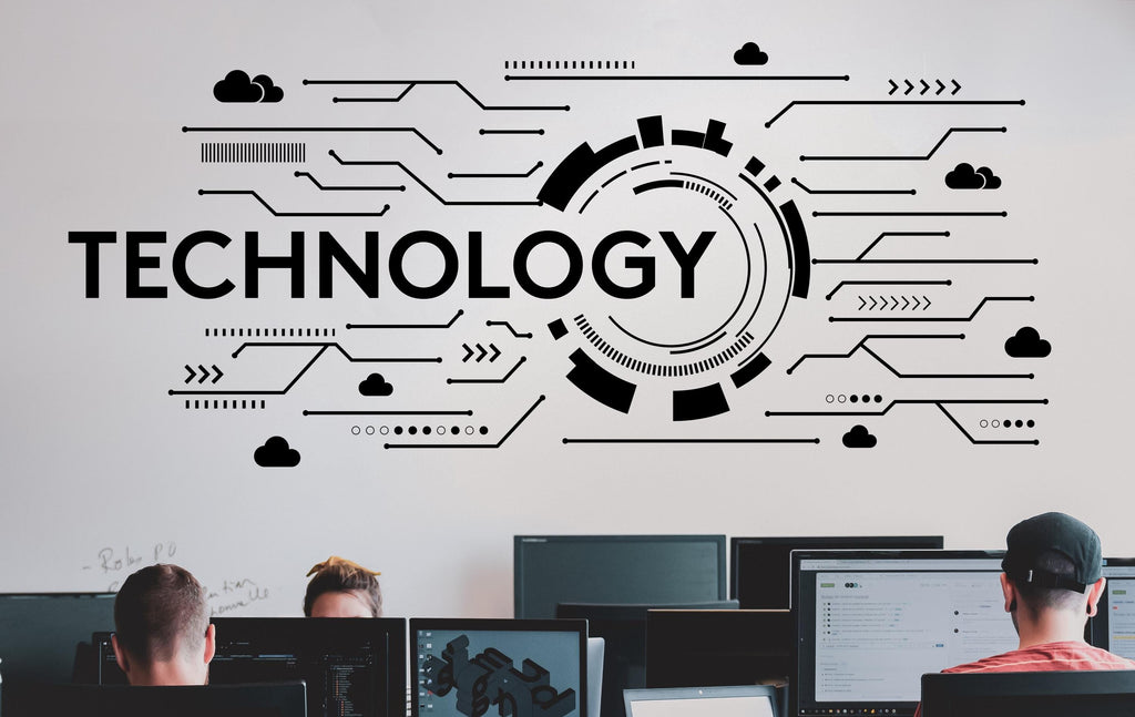 Technology Vinyl Wall Art Decal, Circuit Board Wall Decal, Office Wall Decor, Business Software Wall Sticker, Computer It Decor Office 546LU
