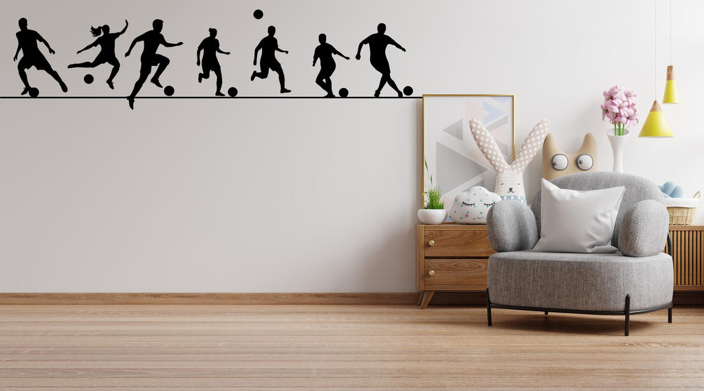Soccer wall decor, Football Wall Decal Sport Vinyl, Soccer Players Football stickers, Kids Bedroom Sports Decor, Wall Stickers 523LU