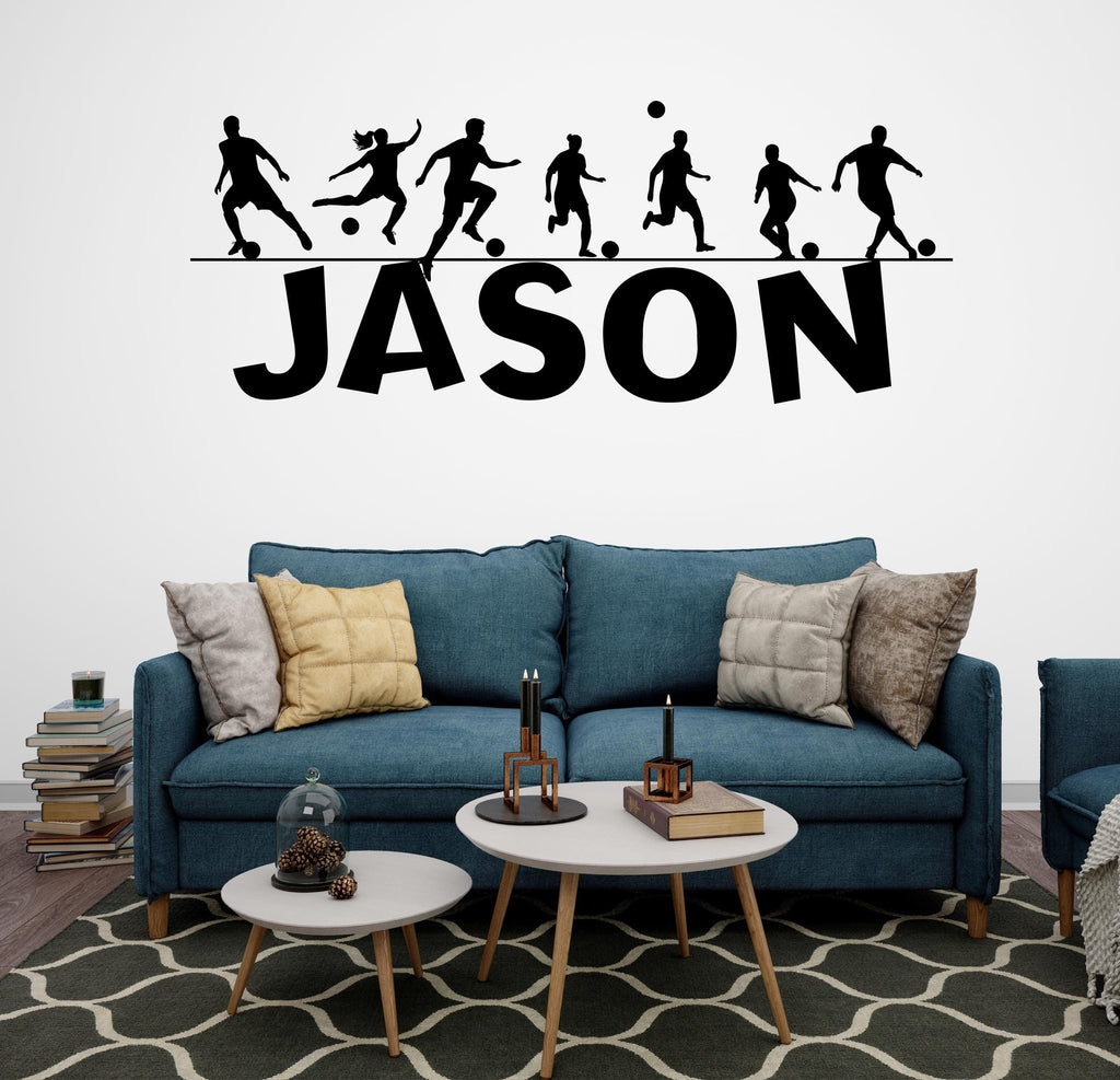 Soccer wall decor, Football Wall Decal Sport Vinyl, Soccer Players Football stickers, Kids Bedroom Sports Decor, Wall Stickers 523LU