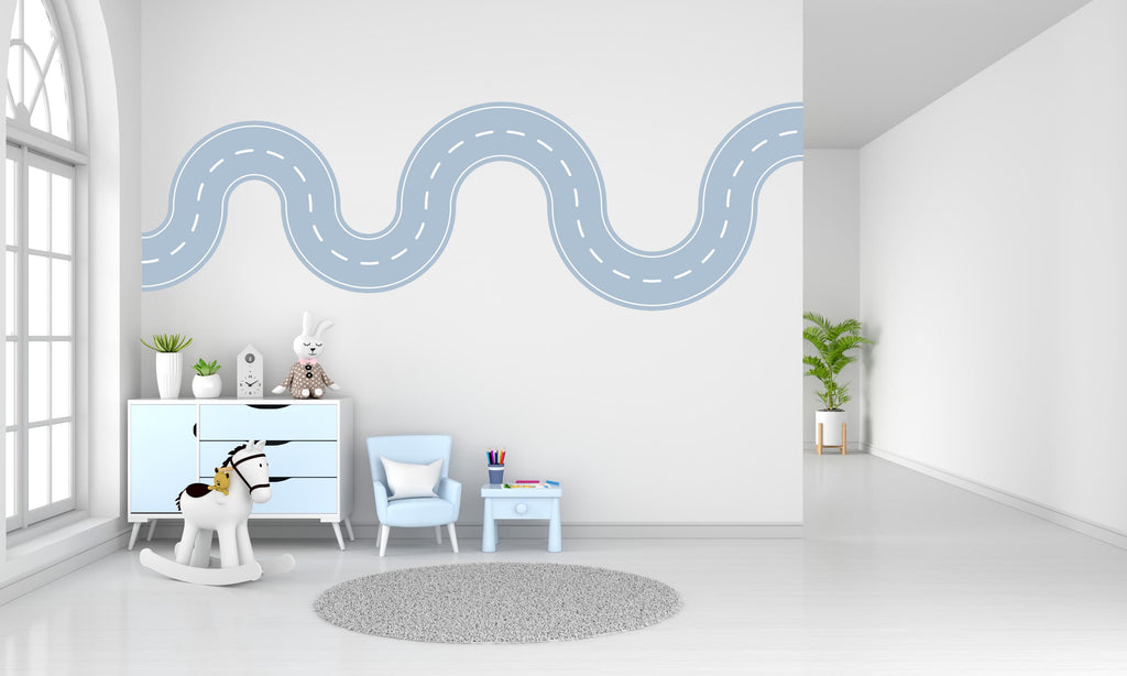 Road wind Wall Decal Highway Vinyl Sticker Track Route Wall Decor Kids Playroom Boys Room Wall Art Automotive Bedroom Mural Sticker 524LU