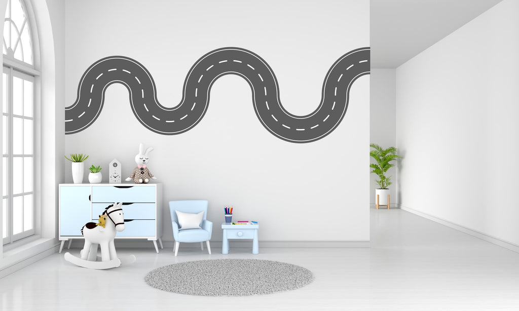 Road wind Wall Decal Highway Vinyl Sticker Track Route Wall Decor Kids Playroom Boys Room Wall Art Automotive Bedroom Mural Sticker 524LU