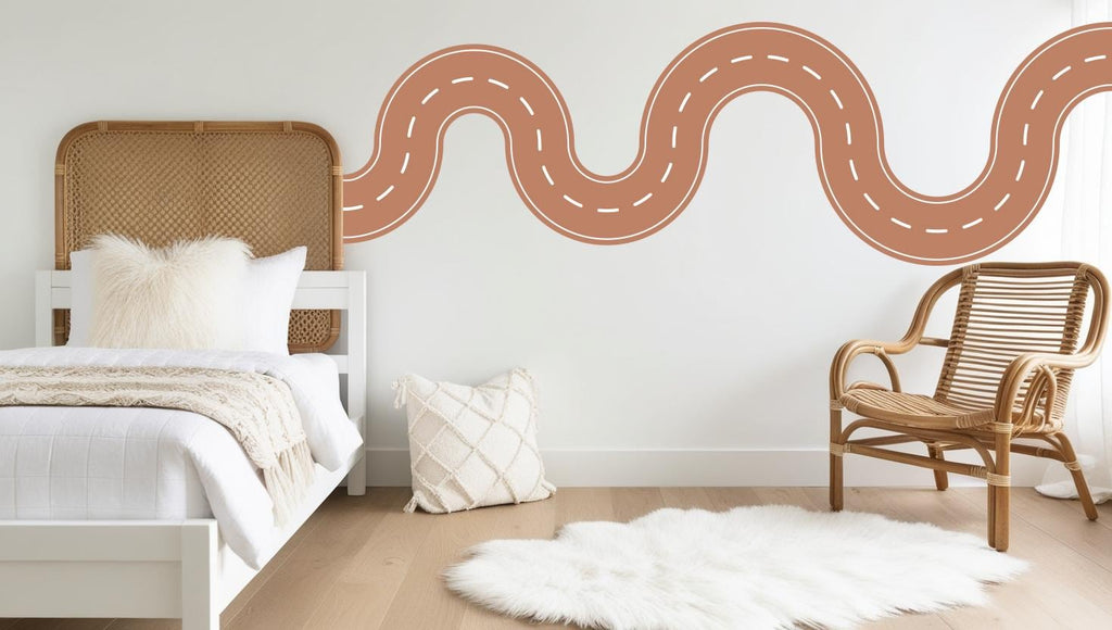 Road wind Wall Decal Highway Vinyl Sticker Track Route Wall Decor Kids Playroom Boys Room Wall Art Automotive Bedroom Mural Sticker 524LU