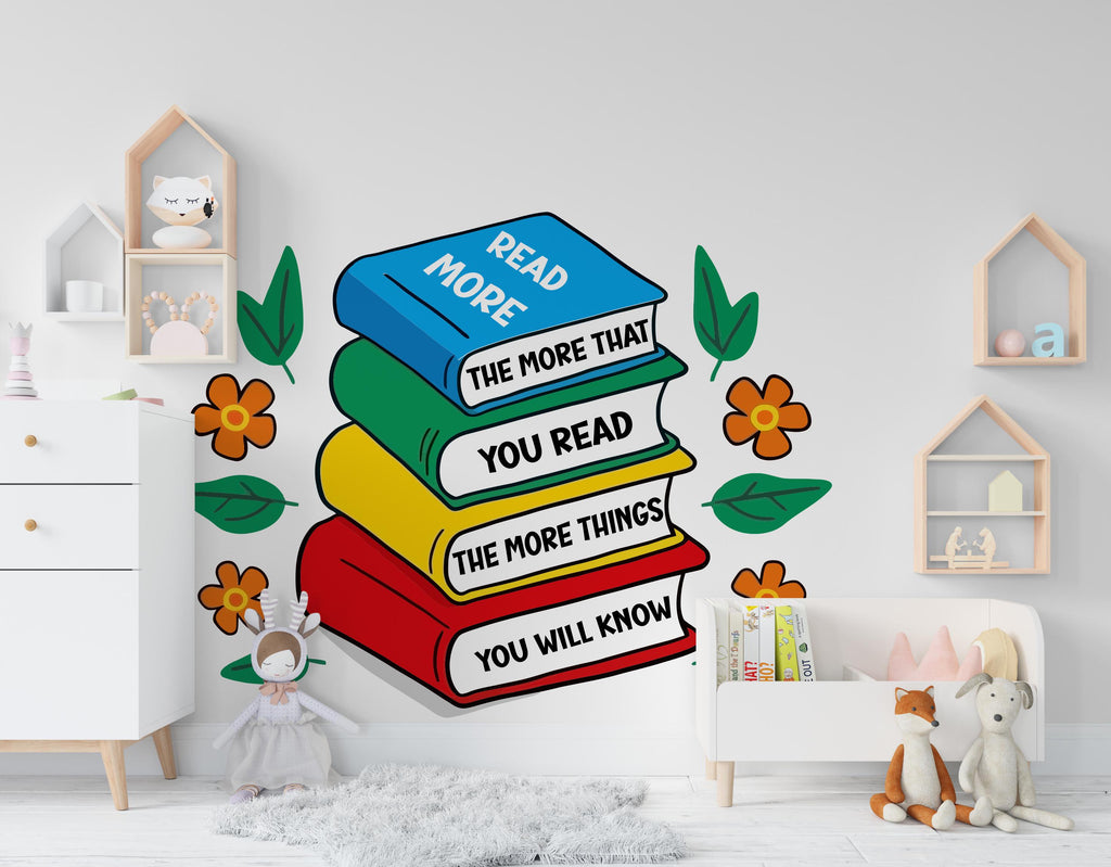 Library Floral Wall Art Decal, Library Wall Decal, Education Decals, Kids Room, Reading room, Nurseries, School, Kids Gifts, Dorm Room 525LU