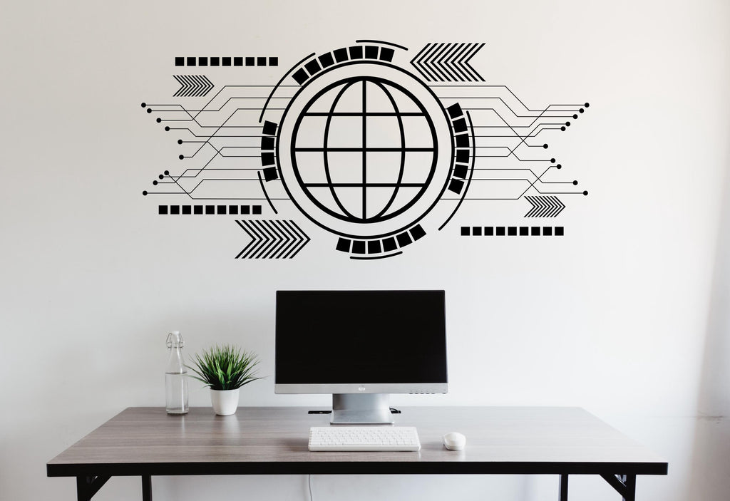 Circuit Board Wall Decal, Technology Vinyl Wall Art Decals, Company Name Decal, Office Decor, Business Wall Decal, Wall Art Office 547LU