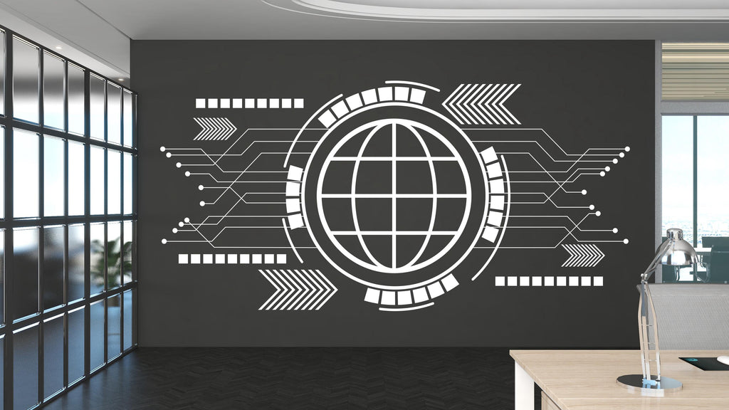 Circuit Board Wall Decal, Technology Vinyl Wall Art Decals, Company Name Decal, Office Decor, Business Wall Decal, Wall Art Office 547LU
