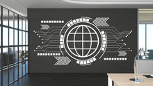 Load image into Gallery viewer, Circuit Board Wall Decal, Technology Vinyl Wall Art Decals, Company Name Decal, Office Decor, Business Wall Decal, Wall Art Office 547LU
