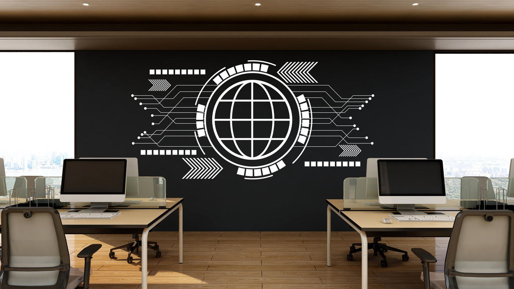 Circuit Board Wall Decal, Technology Vinyl Wall Art Decals, Company Name Decal, Office Decor, Business Wall Decal, Wall Art Office 547LU