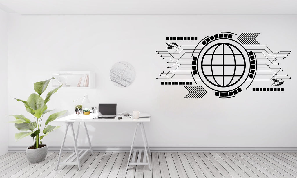 Circuit Board Wall Decal, Technology Vinyl Wall Art Decals, Company Name Decal, Office Decor, Business Wall Decal, Wall Art Office 547LU