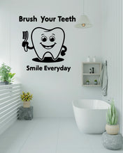 Load image into Gallery viewer, Brush your Teeth Smile Everyday Wall Decal Teeth Wall Sticker Dental Wall Decal Bathroom Wall Sticker Dentist Decor Kids Toilet Decals 548LU