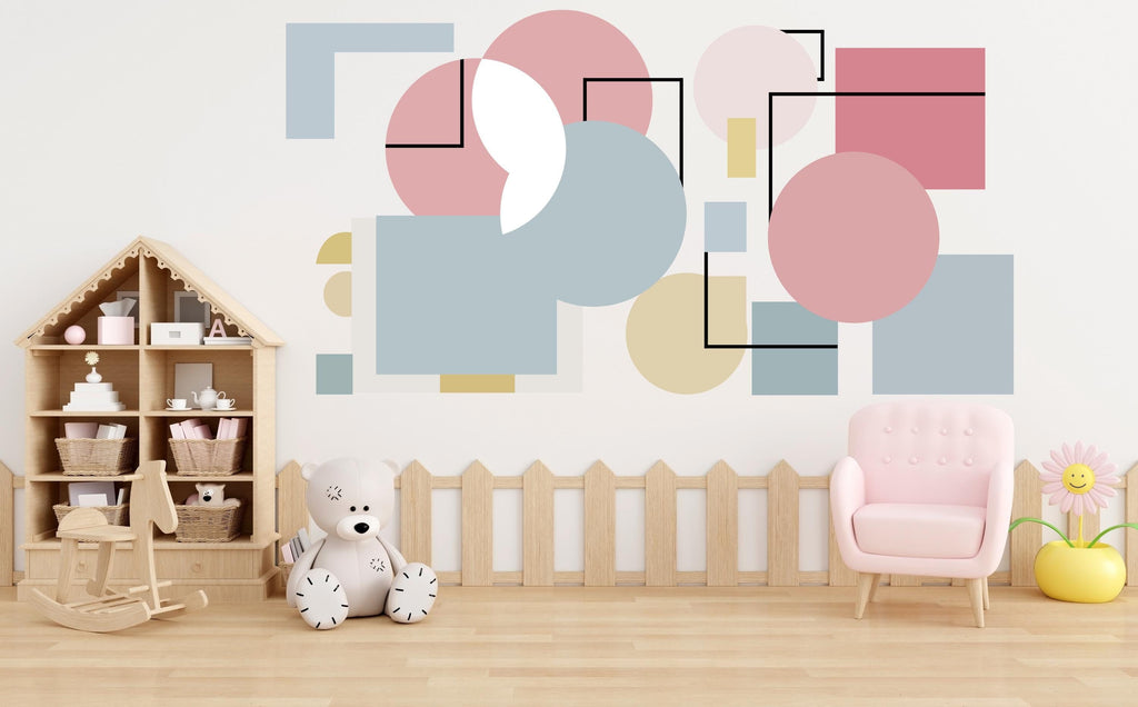 Modern Abstract Wall Art, Geometric Shapes Boho Colors, Minimalist Contemporary Design, Perfect for Home Decor, Office, Living Room 549LU