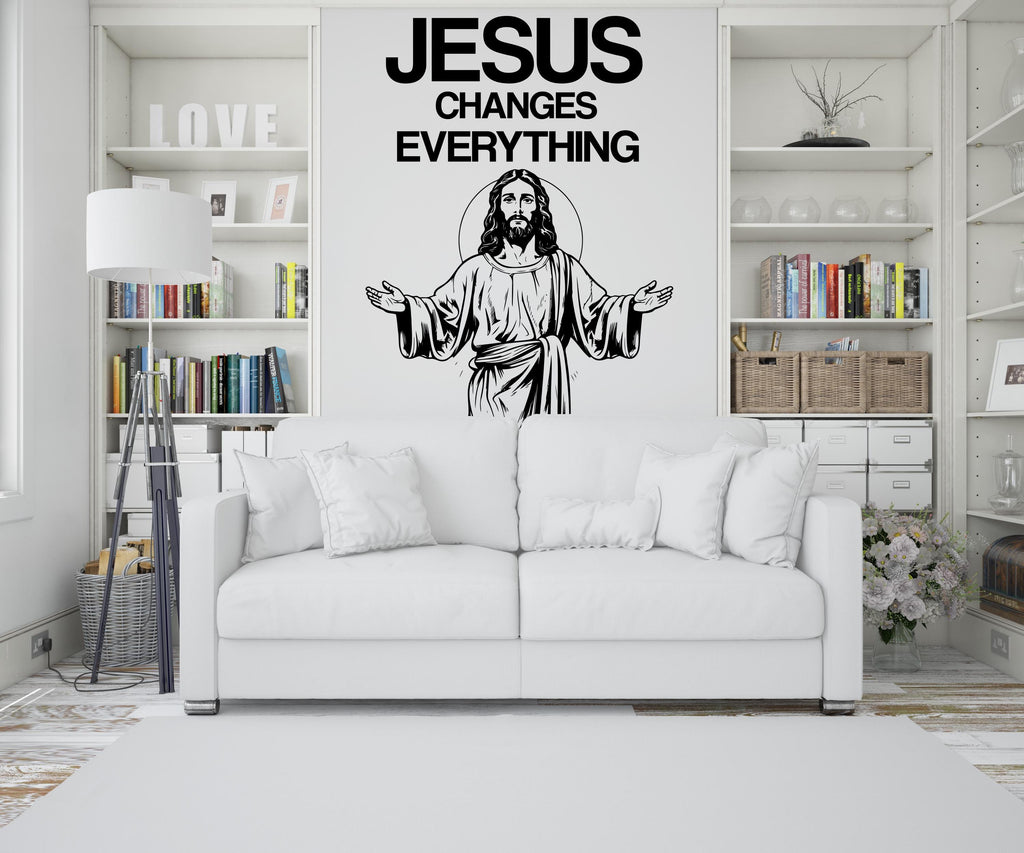 Jesus Changes Everything, Religious Wall Sign, Christian Wall Words, Church Sanctuary Wall Art, Church Wall Decor, Religious Wall Art 527LU