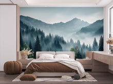 Load image into Gallery viewer, Mountain Foggy Wall Graphics Peel and Stick Forest room Wallpaper Nursery Self Adhesive Removable nursery wall decor Mural 532RS