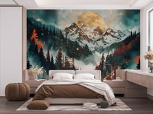 Load image into Gallery viewer, Mountain Forest Wall Graphics Peel and Stick Forest room Wallpaper Nursery Self Adhesive Removable nursery wall decor Mural 533RS