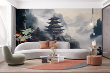 Load image into Gallery viewer, Chinese temple Wall Graphics Peel and Stick Forest room Wallpaper Buddha Self Adhesive Removable nursery wall decor Mural 534RS