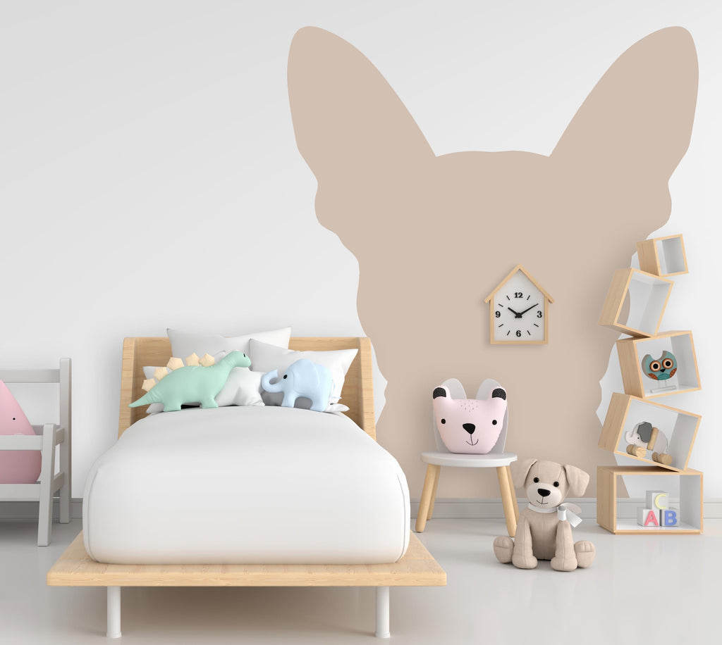 Large Dog Head Decal, Headboard Color Block, Boho Wall Decal, Bed Headboard Sticker, Headboard Wall Decal, Dog Kennel Decor Ideas Gift 532LU