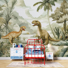 Load image into Gallery viewer, Dinosaur Wall Mural - Peel and Stick Kids Room Wallpaper - Jungle T-Rex Wall Art - Removable Dinosaur Nursery Decor - Kids Wall Mural Vn005