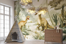 Load image into Gallery viewer, Dinosaur Wall Mural - Peel and Stick Kids Room Wallpaper - Jungle T-Rex Wall Art - Removable Dinosaur Nursery Decor - Kids Wall Mural Vn005