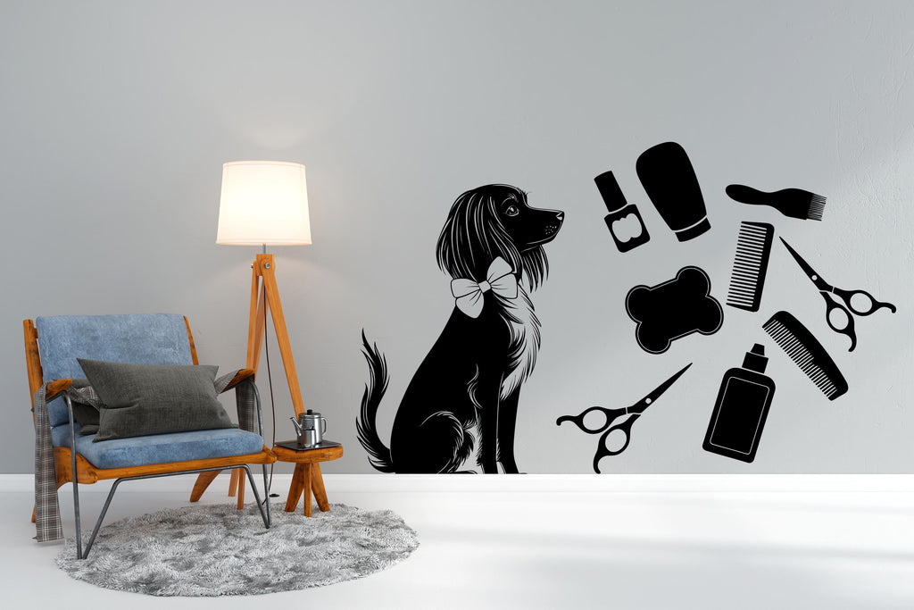 Dog Groomer Wall Decal – Grooming Wall Decor, Fun & Stylish Decor for Pet Grooming Salons, Dog Spas, and Pet Care Businesses 554LU