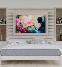 Load image into Gallery viewer, Heart Wall Mural - Abstract Love Wallpaper - Girl &amp; Heart Wall Art - Romantic Peel and Stick Wallpaper - Colored Wall Bedroom Decor Vn015