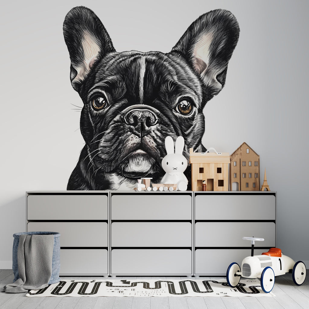 French Bulldog Vinyl Decal - Realistic Bulldog Wall Sticker - Peel and Stick Dog Decor for Kids Room, Nursery, or Living Room Wall Art Vn021