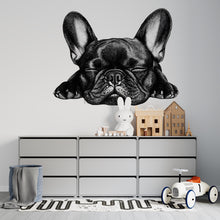 Load image into Gallery viewer, Sleeping Bulldog Vinyl Decal - Cute French Bulldog Wall Sticker - Removable Dog Decor for Home, Office, or Kids Room Wall Art Vn022