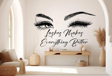 Load image into Gallery viewer, Hello Beautiful Eyelashes Wall Decal Beauty Salon Gifts Wall Decor Lashes Stickers SPA Women Make up Unique Gift 551RS