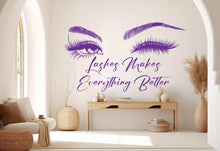 Load image into Gallery viewer, Hello Beautiful Eyelashes Wall Decal Beauty Salon Gifts Wall Decor Lashes Stickers SPA Women Make up Unique Gift 551RS