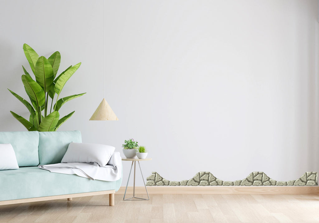 Playful Green Rocks Wall Decal | Rocks Wall Vinyl Sticker Decal Decor | Unique Rock Shapes for Kids Room or Nursery or Living Room 558LU