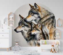 Load image into Gallery viewer, Wolfs Wall Decal, Watercolor Wolf Wall art, Nursery Bed Arch Sticker, Hedboard Wall Decal, Arch Wall Decal, Arch Wall Decal Sticker 536LU