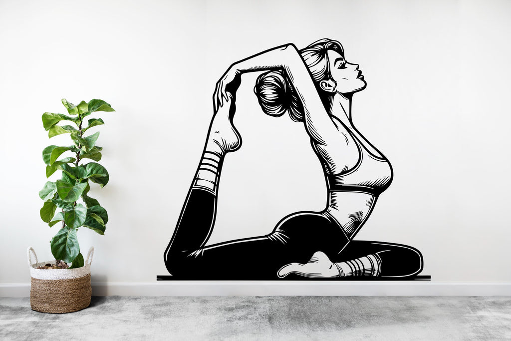 Yoga Wall Decal, Girl Yoga Wall Sticker, Yoga Wall Art, Yoga Wall Art Decor, Yoga Studio Wall Decal, Gym Wall Sticker Meditation 537RS
