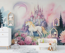 Load image into Gallery viewer, Unicorn Wall Graphics Peel and Stick Girl room Wallpaper Nursery Self Adhesive Removable nursery wall decor Mural 555RS