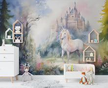 Load image into Gallery viewer, Unicorn Wall Graphics Peel and Stick Girl room Wallpaper Nursery Self Adhesive Removable nursery wall decor Mural 556RS