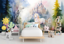 Load image into Gallery viewer, Unicorn Wall Graphics Peel and Stick Girl room Wallpaper Nursery Self Adhesive Removable nursery wall decor Mural 556RS