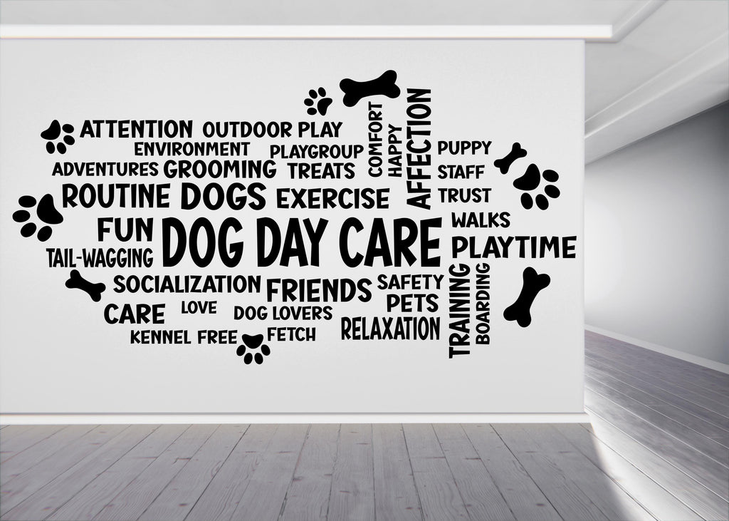 Dog Daycare Word Cloud Wall Decal - Perfect for Pet Lovers, Dog Care Centers - Dog Groomer Wall Decal – Grooming Wall Decor 559LU