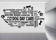 Load image into Gallery viewer, Dog Daycare Word Cloud Wall Decal - Perfect for Pet Lovers, Dog Care Centers - Dog Groomer Wall Decal – Grooming Wall Decor 559LU