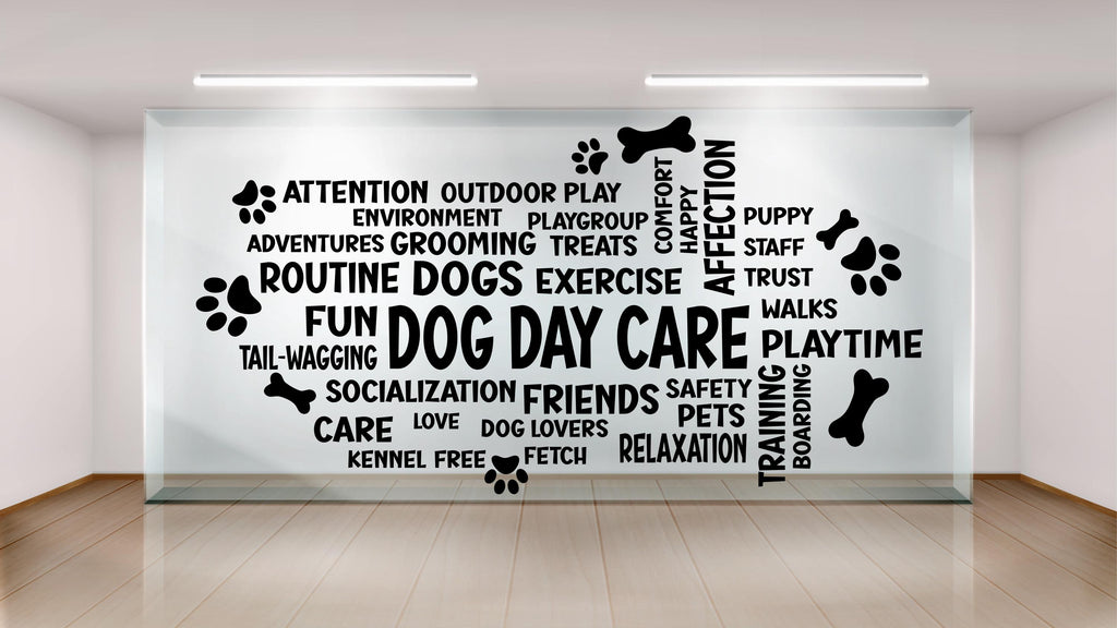 Dog Daycare Word Cloud Wall Decal - Perfect for Pet Lovers, Dog Care Centers - Dog Groomer Wall Decal – Grooming Wall Decor 559LU