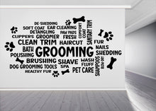 Load image into Gallery viewer, Grooming Wall Decal – Grooming Wall Decor, Fun &amp; Stylish Decor for Pet Grooming Salons, Dog Spas, and Pet Care Businesses, Dog Groomer 560LU